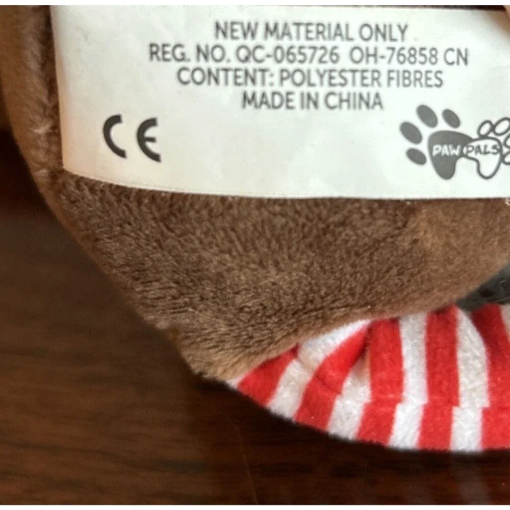 Paw Pals Holiday Christmas Gnome Squeaky Dog Toy Striped 15